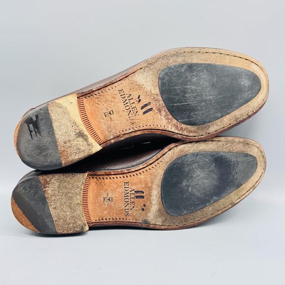 Allen Edmonds Shoes Mens 10.5 Brown Leather Grayson Loafers Bit Slip On Dress - Picture 10 of 13